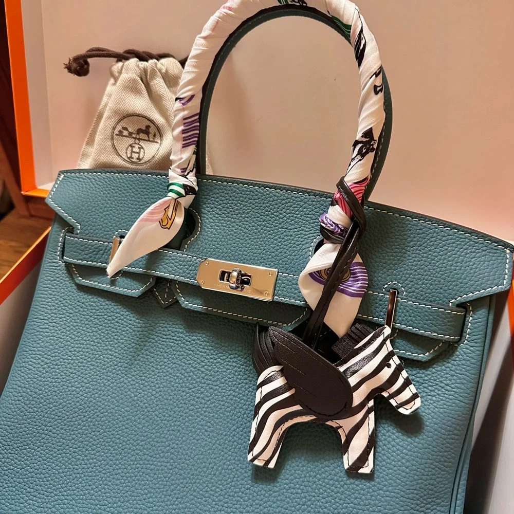 Elegant Teal Handbag with Scarf Accent - Picture 2 of 7